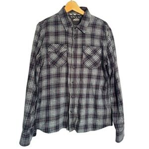Vans Off The Wall Mens Plaid Flannel Shirt Button Up Long Sleeve Casual Gray - M